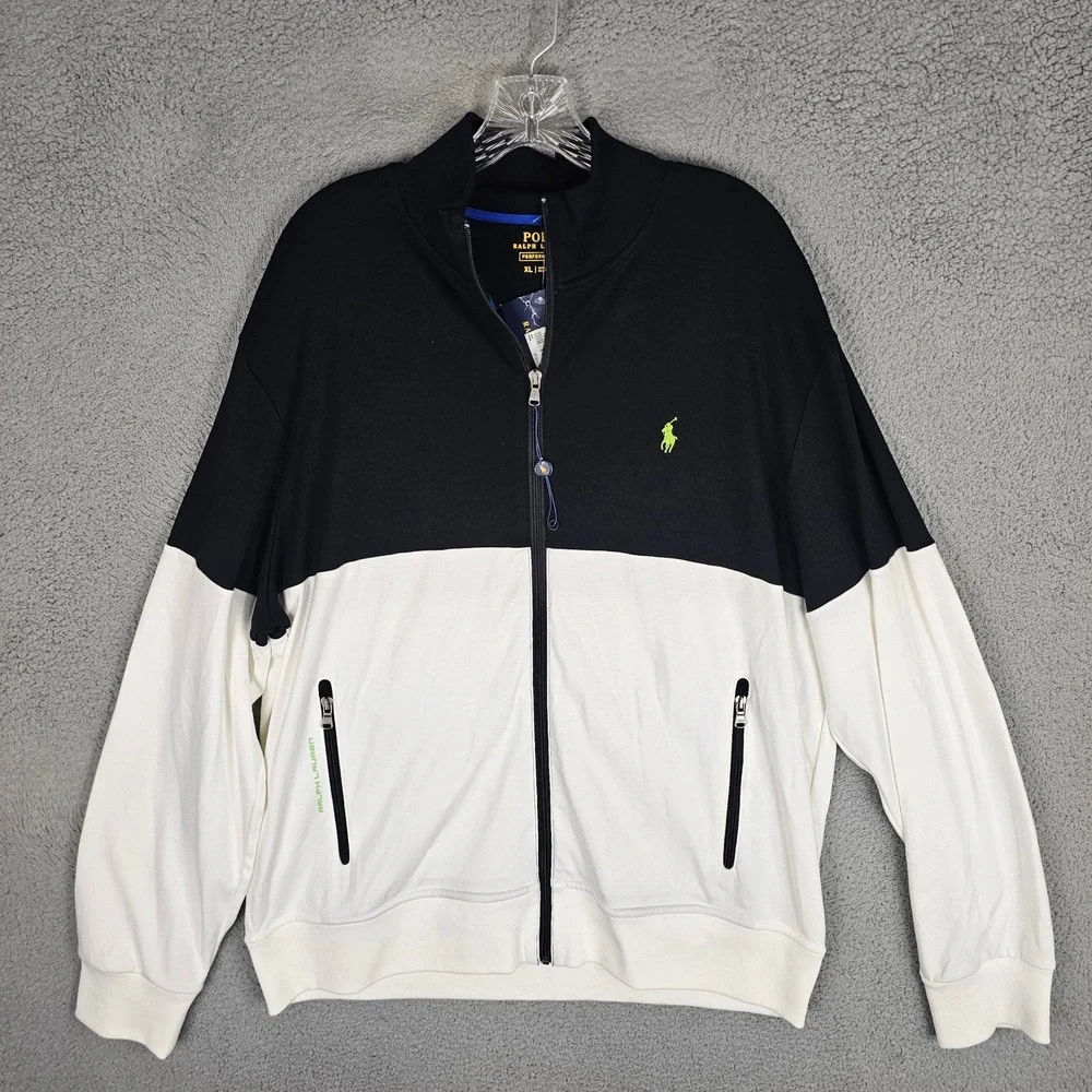 Polo Ralph Lauren Jacket Mens XL Black White Performance Colorblock 710578468001